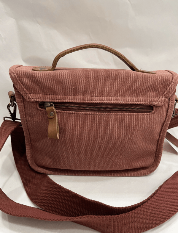 Sac coton et cuir GRÉGOIRE vieux rose – Image 2