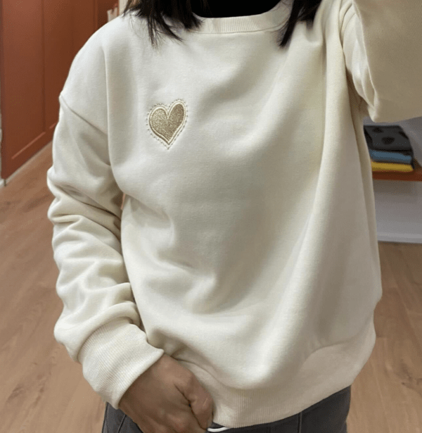 Sweat coton COEUR beige