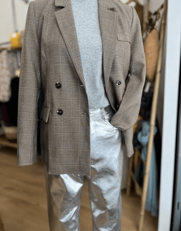 Pantalon similicuir JUSTIN argenté – Image 2