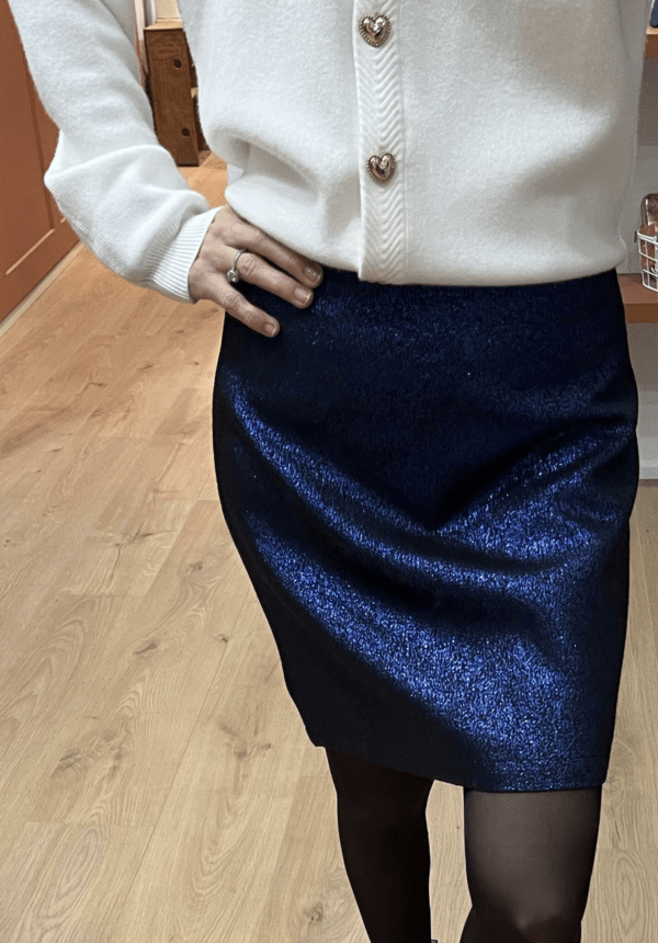 Jupe courte ELLA bleue pailletée