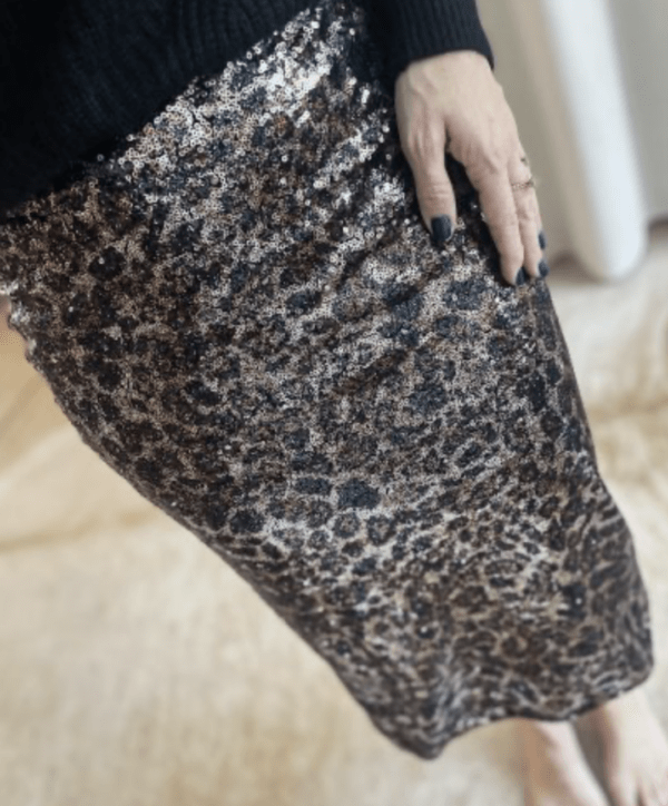 Jupe BRIGITTE à sequins léopard