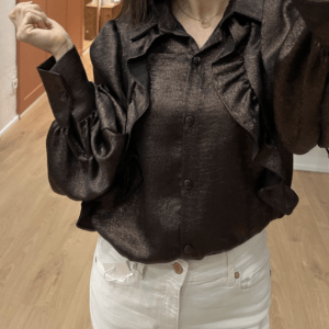 Chemise satinée à volants LOUISE bronze