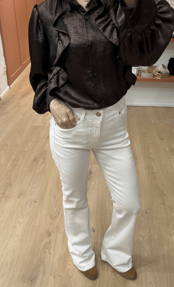 Chemise satinée à volants LOUISE bronze – Image 2
