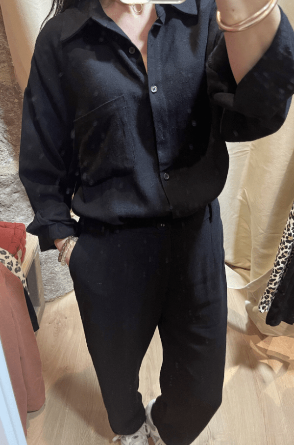 Chemise en lin GARANCE noire – Image 3