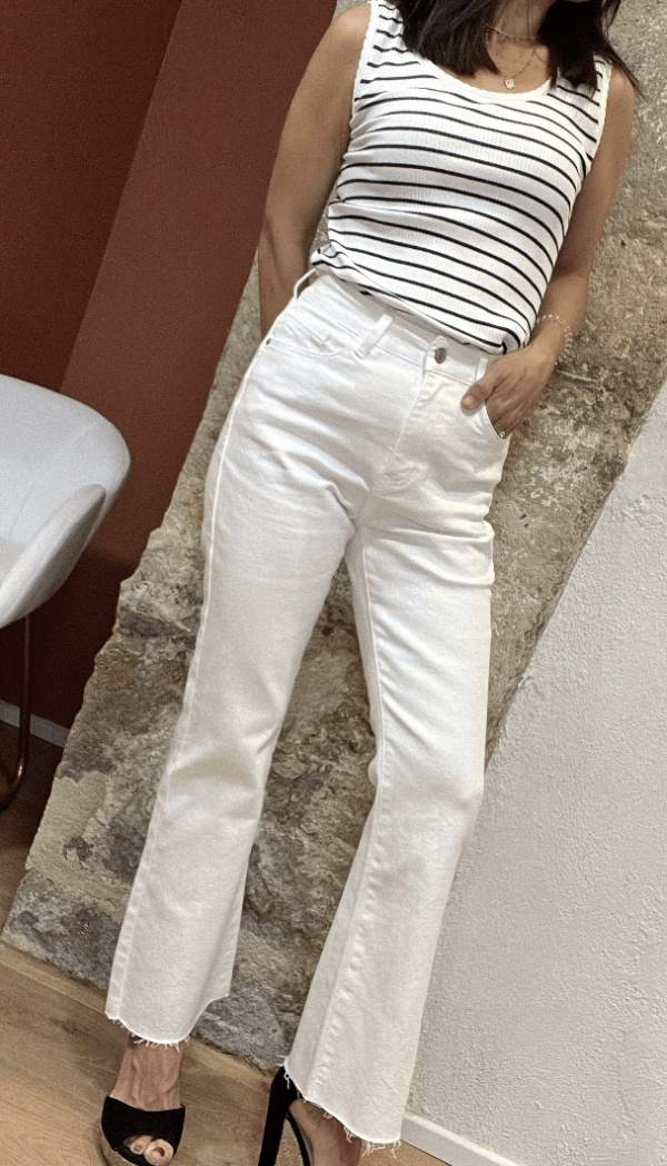 Jean Flare ESTELLE blanc – Image 3