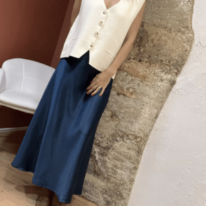 Jupe satinée COLETTE indigo