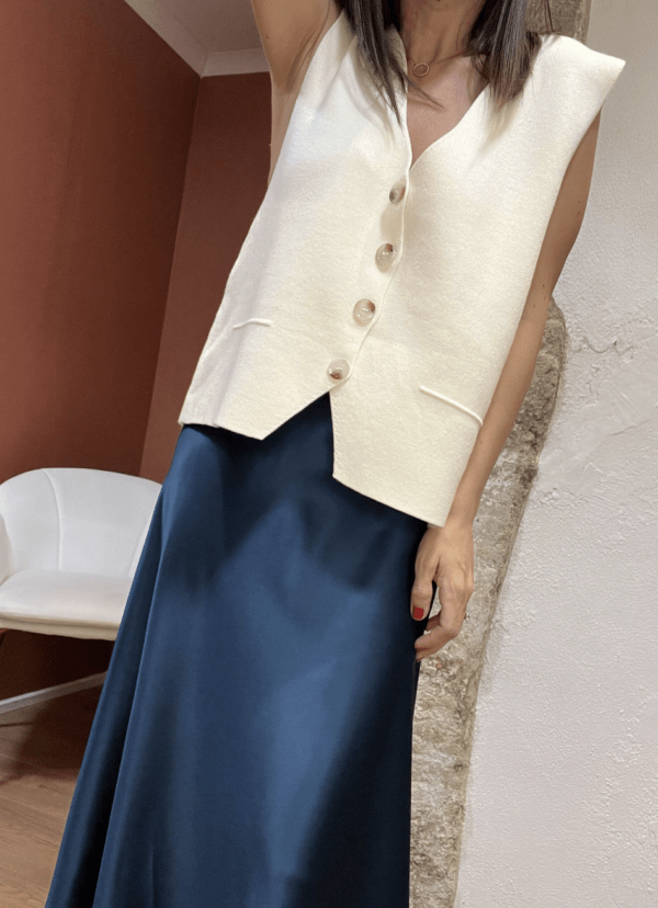 Jupe satinée COLETTE indigo – Image 4