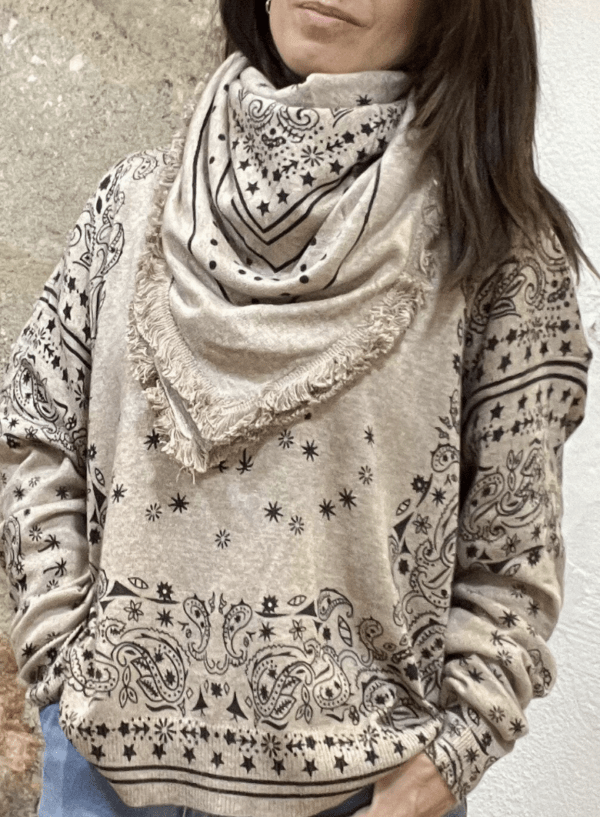 Étole bandana KERRY en maille taupe – Image 3