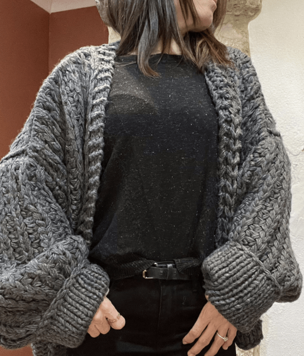 Gilet en maille RUBY gris - Taille Unique – Image 2