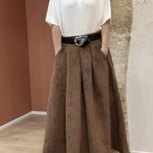 Jupe velours SARAH chocolat - Taille Unique
