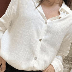 Chemise ajustée en lin – ANA – Blanche – Élégance intemporelle