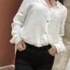 Chemise ajustée en lin – ANA – Blanche – Élégance intemporelle – Image 3