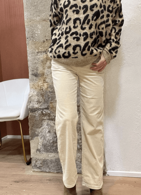 Pantalon velours côtelé SOLANGE beige – Image 3