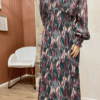 Robe longue à motifs JACKIE verte et mauve - Taille Unique – Image 2