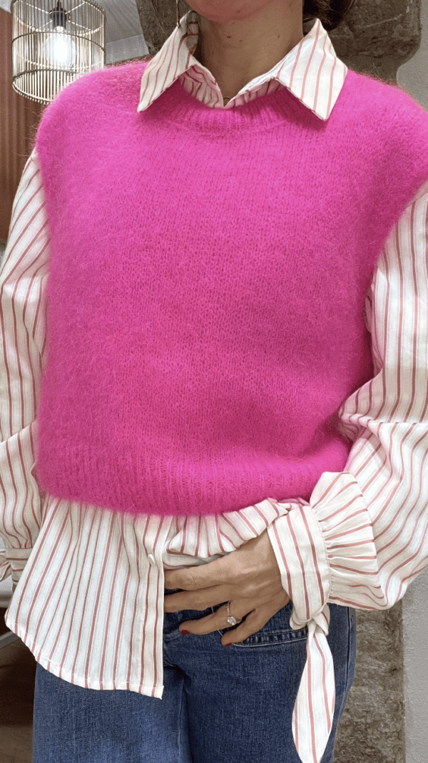 Pull Sans Manches en Mohair SANDRO fuschia - Taille Unique – Image 2