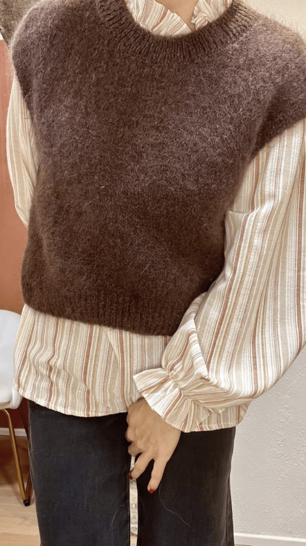 Pull Sans Manches en Mohair SANDRO chocolat - Taille Unique – Image 3