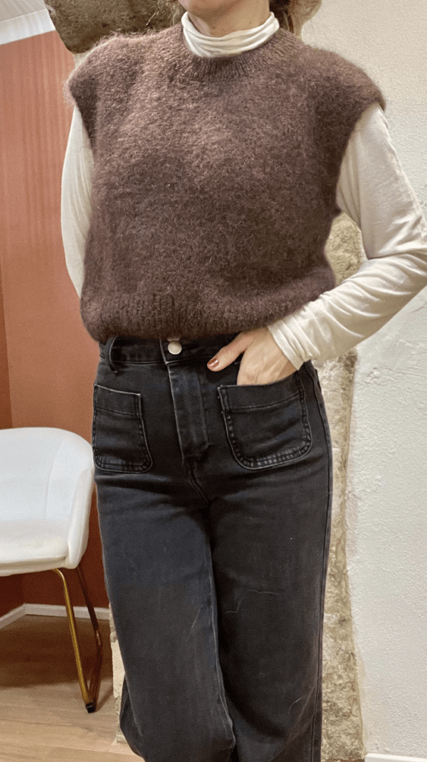 Pull Sans Manches en Mohair SANDRO chocolat - Taille Unique – Image 2