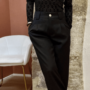 Pantalon Noir à Coupe Large et Taille Haute SIMON noir