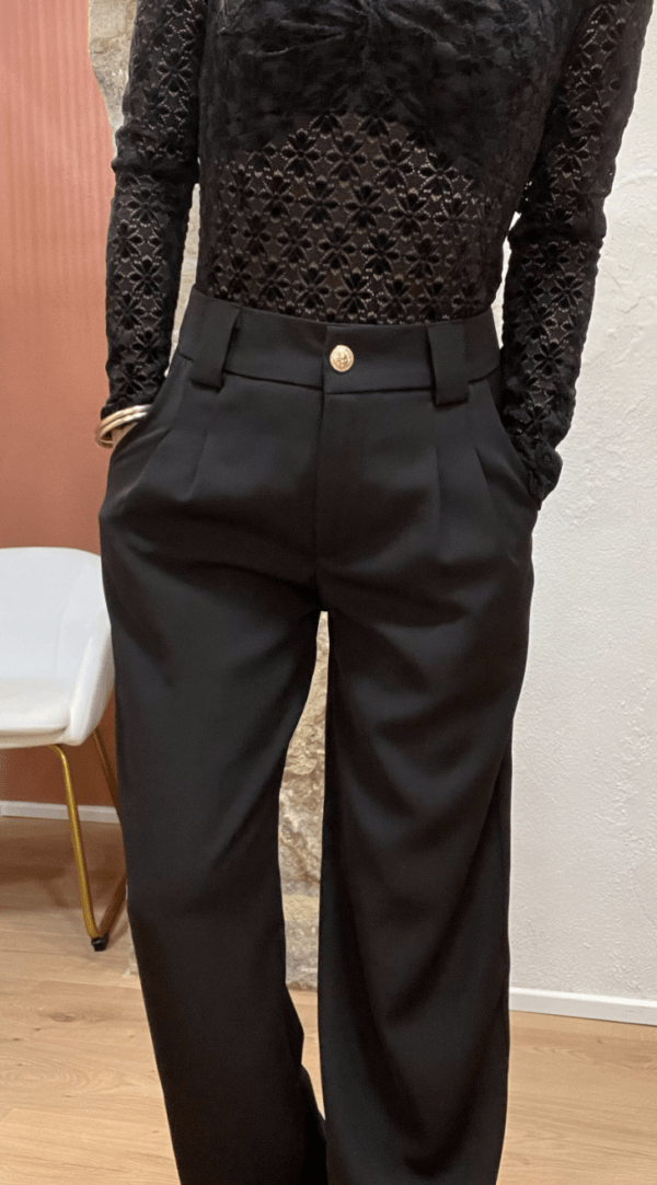 Pantalon Noir à Coupe Large et Taille Haute SIMON noir – Image 3