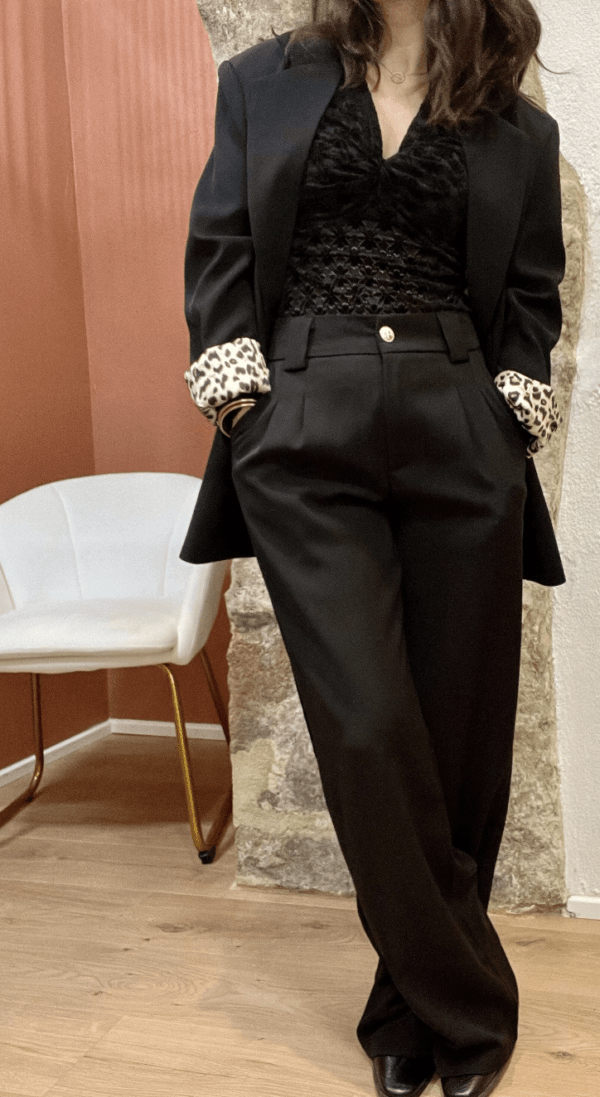 Pantalon Noir à Coupe Large et Taille Haute SIMON noir – Image 2