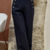 Pantalon Élégant avec Boutons LEON marine – Image 3