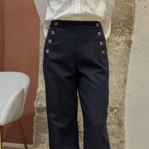 Pantalon Élégant avec Boutons LEON marine