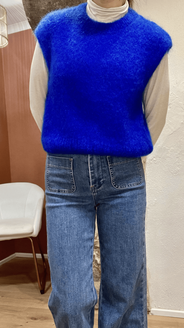 Pull Sans Manches en Mohair SANDRO bleu roi - Taille Unique
