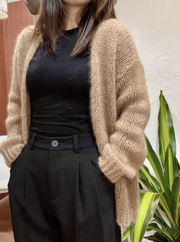 Gilet ouvert en grosse maille GUSTAVE camel - Taille Unique – Image 4