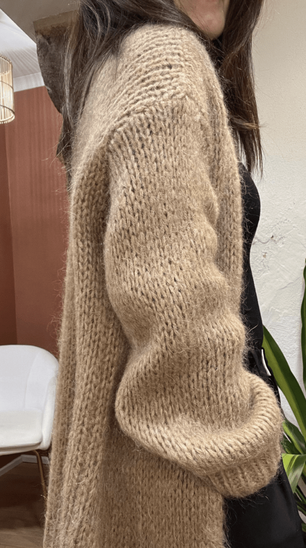 Gilet ouvert en grosse maille GUSTAVE camel - Taille Unique – Image 3