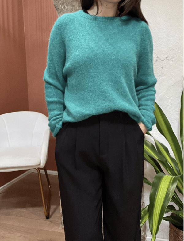 Pull col rond RUBEN vert flash - Taille Unique – Image 3