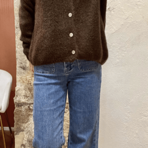 Gilet Basique Uni Doux à Manches Longues ROMAN chocolat - Taille Unique
