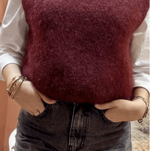 Pull Sans Manches en Mohair SANDRO bordeaux - Taille Unique