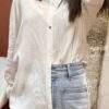 Chemise ajustée en lin – ANA – Blanche – Élégance intemporelle – Image 9