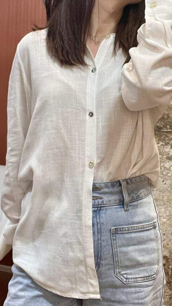 Chemise ajustée en lin – ANA – Blanche – Élégance intemporelle – Image 5