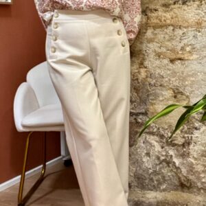 Pantalon Élégant avec Boutons LEON ivoire