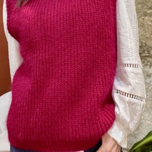 Pull sans manches en maille douce LOUIS framboise