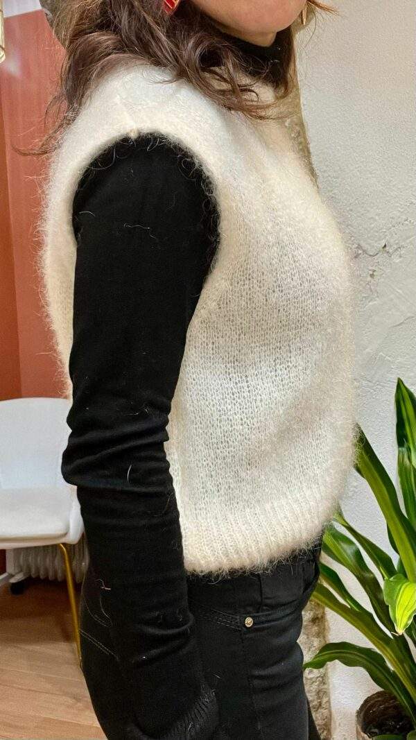 Pull Sans Manches en Mohair SANDRO écru – Image 3