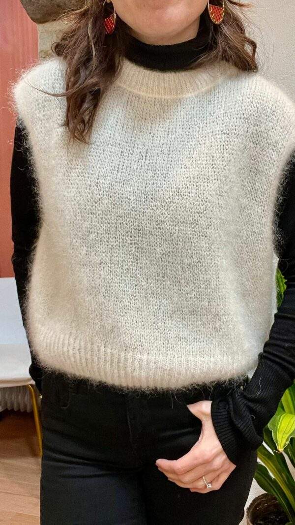 Pull Sans Manches en Mohair SANDRO écru