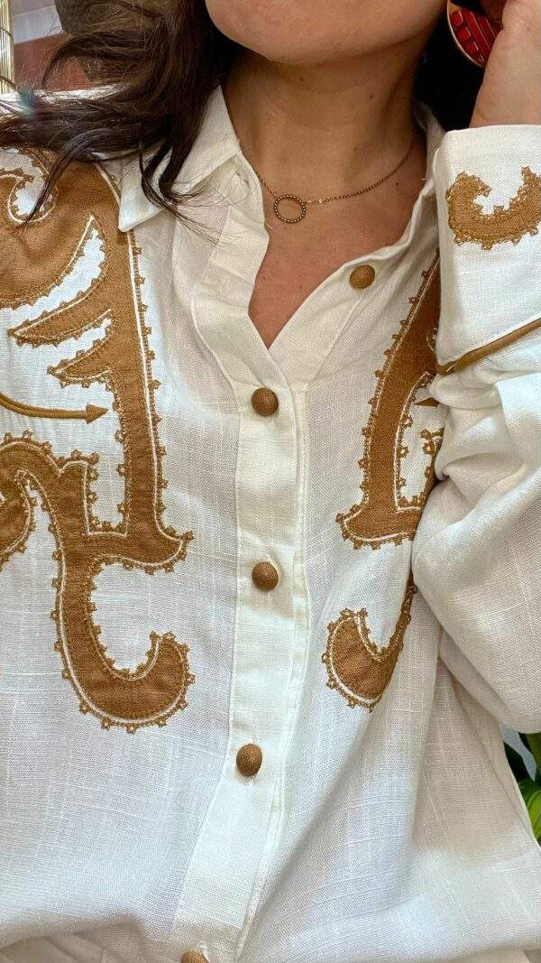 Chemise brodée viscose et lin ROSA 