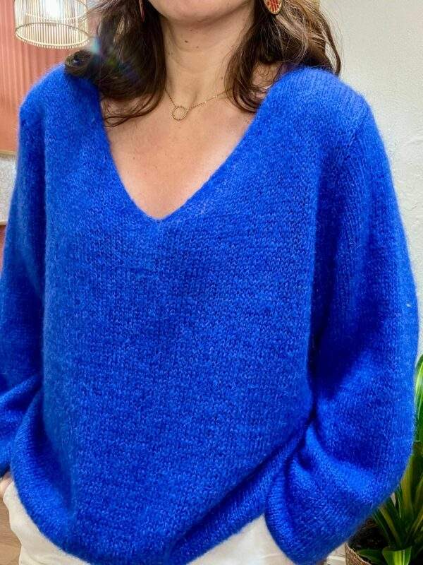 Pull col V JOSH bleu roi - Taille Unique – Image 2