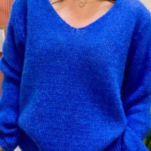 Pull col V JOSH bleu roi - Taille Unique
