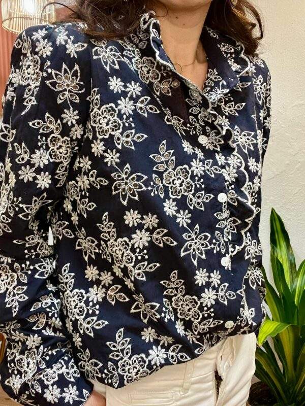 Chemise en coton brodé LÉONORE bleue – Image 2