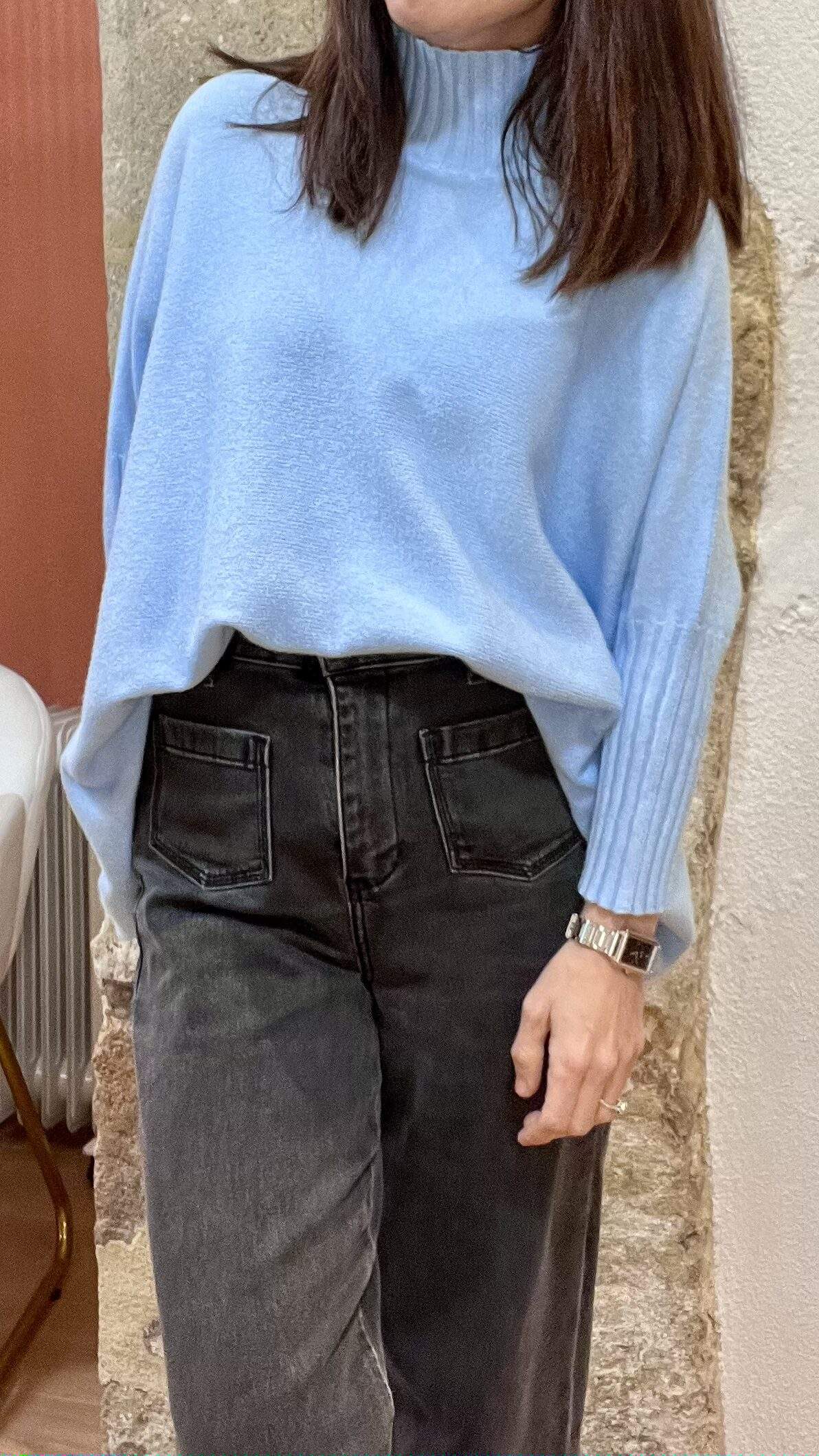 Pull confort ANDREA bleu ciel - Taille Unique – Image 4