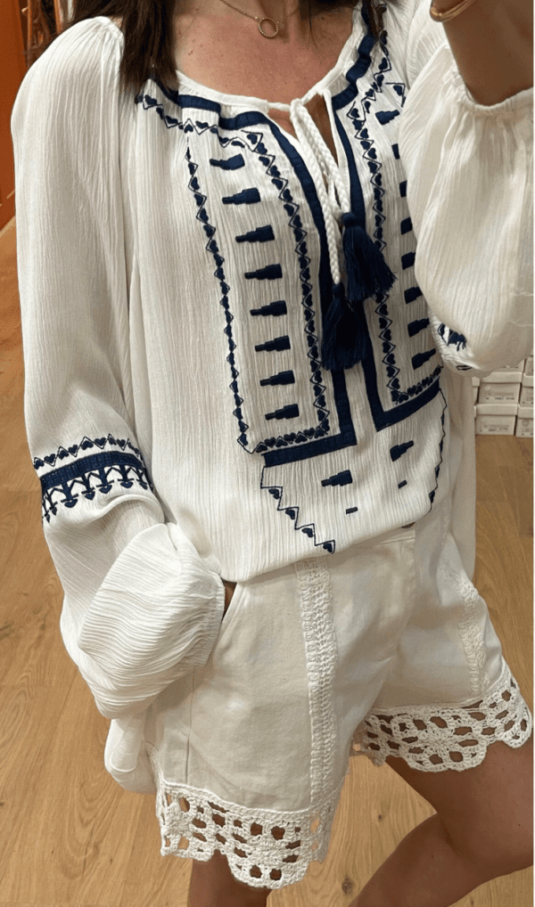 Blouse en crêpe brodée SUZANNE - Taille Unique – Image 2