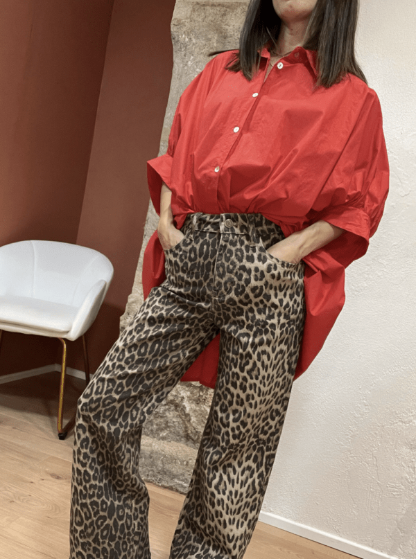Chemise oversize CAPUCINE rouge - Taille Unique – Image 2