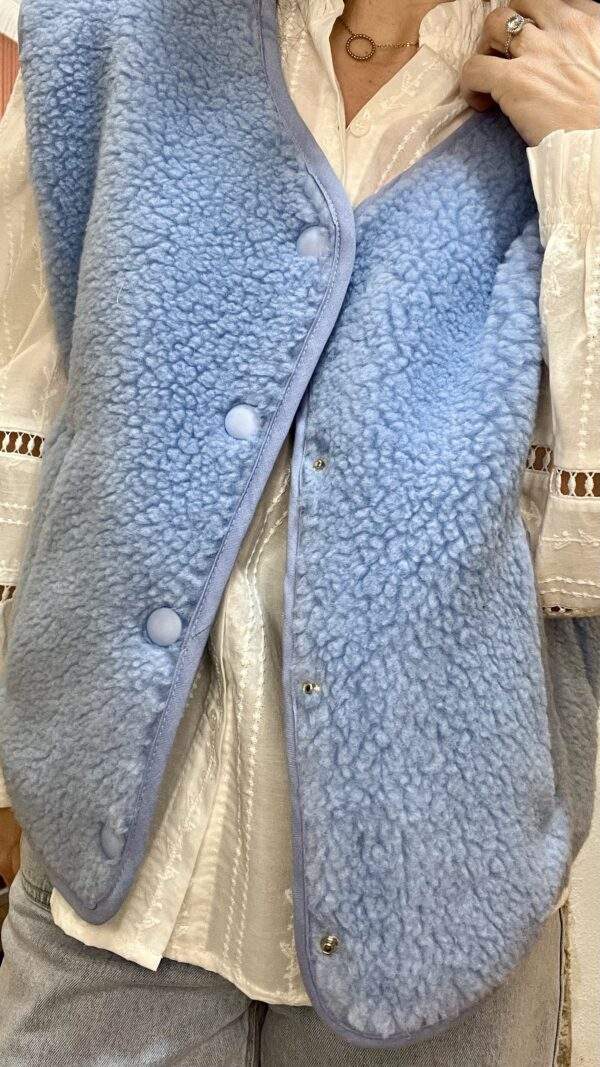 Gilet sans manches en mouton bouclette ALI bleu