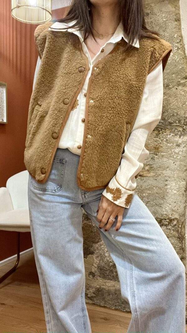 Gilet sans manches en mouton bouclette ALI camel
