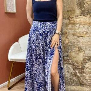 Jupe fluide EMMA – Motif marine – Élégance bohème et mouvement