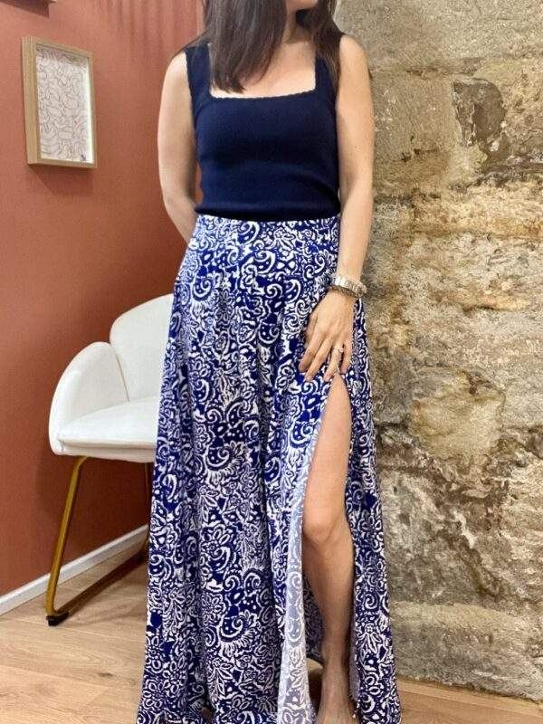 Jupe fluide EMMA – Motif marine – Élégance bohème et mouvement