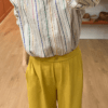 Pantalon droit fluide PARO jaune – Taille élastique – Crêpe – Look chic et décontracté – Image 2